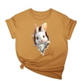 thumbnail image 1 of Tops de Cuello Alto para las Mujeres Amante Impreso Camiseta Cuello Redondo Manga Corta, Poliéster Spandex, 1 of 6