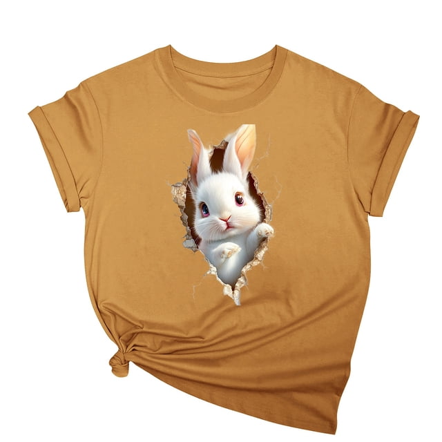 Tops de Cuello Alto para las Mujeres Amante Impreso Camiseta Cuello Redondo Manga Corta, Poliéster Spandex