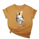 thumbnail image 1 of Tops de Cuello Alto para las Mujeres Amante Impreso Camiseta Cuello Redondo Manga Corta, Poliéster Spandex, 1 of 6