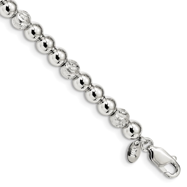 925 Sterling Silver Beaded Chain Bracelet Bead Beadsed