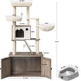 thumbnail image 3 of 59" Cat Tree with Hidden Litter Box Enclosure, 2-In-1 Modern Cat Tower Condo with Hammock Sisal Scratching Posts Plush Perch, 3 of 8