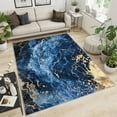 thumbnail image 3 of Navy Blue Rug 3x4ft, Gold Marble Abstract Rug for Entryway, Washable Rug Soft Thin Foldable Non-Slip Low-Pile Floor Rug for Bedroom Apartment Entryway, 3 of 7