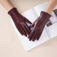 thumbnail image 2 of MIASHUI Women's Leather Gloves with Lining, Winter Windproof Warm Gloves, Thick Thermal Gloves for Driving & Outdoor, Comfortable Stretch Fit Red, 2 of 5
