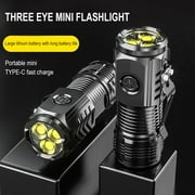 Three Eyed Mini Flashlight, Rechargeable LED Flashlights High Lumens HOT H4O5