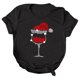 thumbnail image 1 of Gibobby Camiseta Navideña De La mujer Navidad Copa de de nieve Muñeco de nieve Estampado O Cuello Camiseta Blusa Manga corta(Negro,XG), 1 of 3