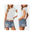 thumbnail image 2 of SUNSIOM T-Shirt à Manches Courtes et Col Rond Décontracté en Dentelle pour Femmes Vêtements d'Été, 2 of 6