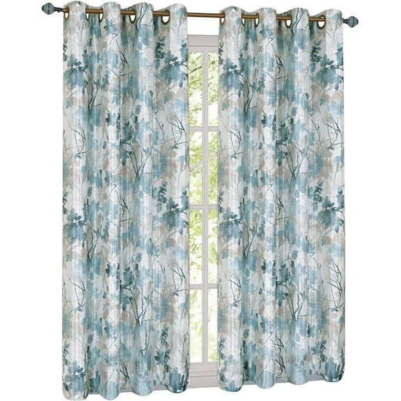 Collections Etc Tranquil Trees Grommet Top Insulated Room Darkening Thermal Black Out Window Curtain Panel, Mist, 50" X 63"