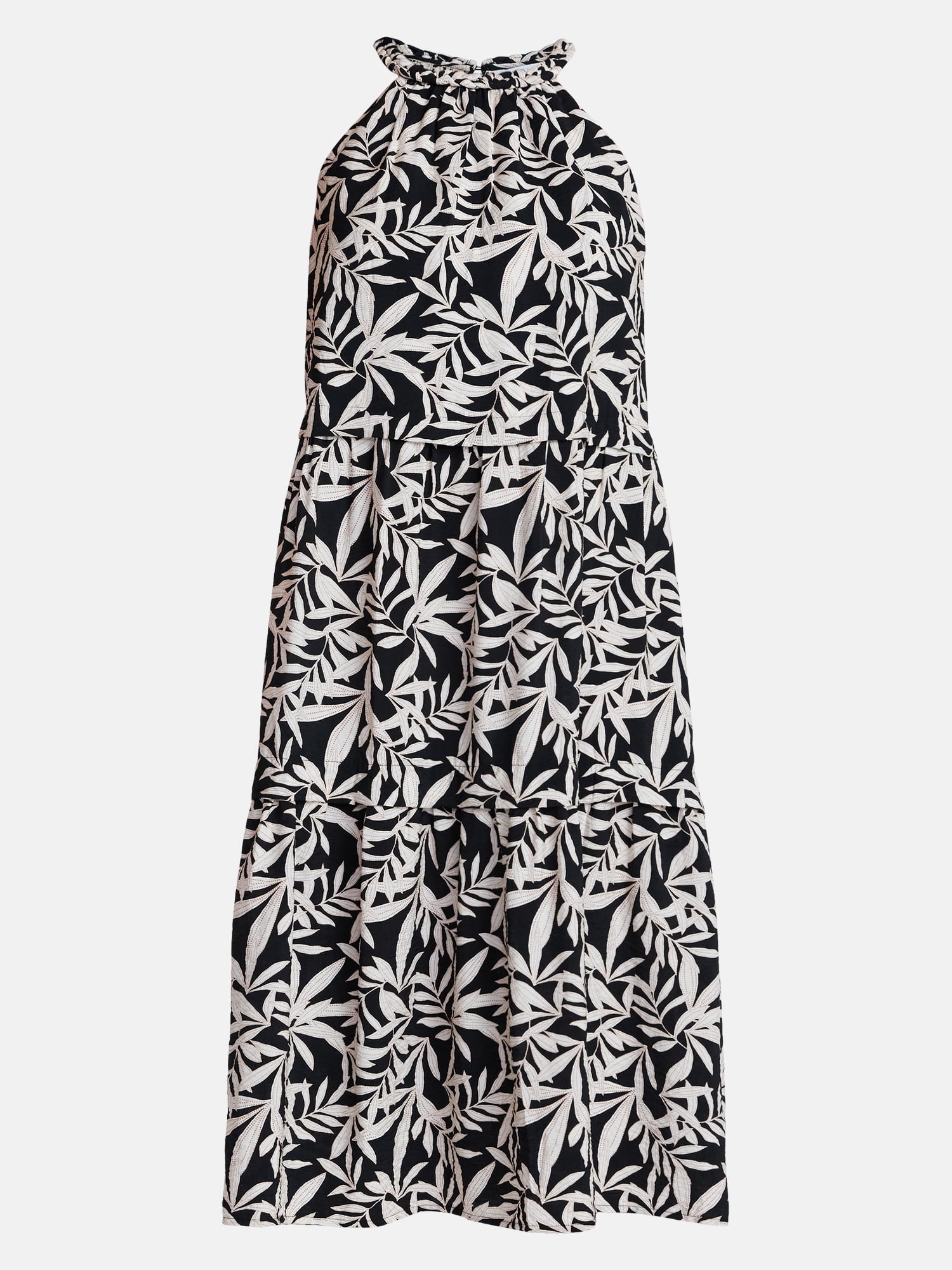 Time and Tru Women's Braided Halter Midi Dress, Sizes XS-XXXL