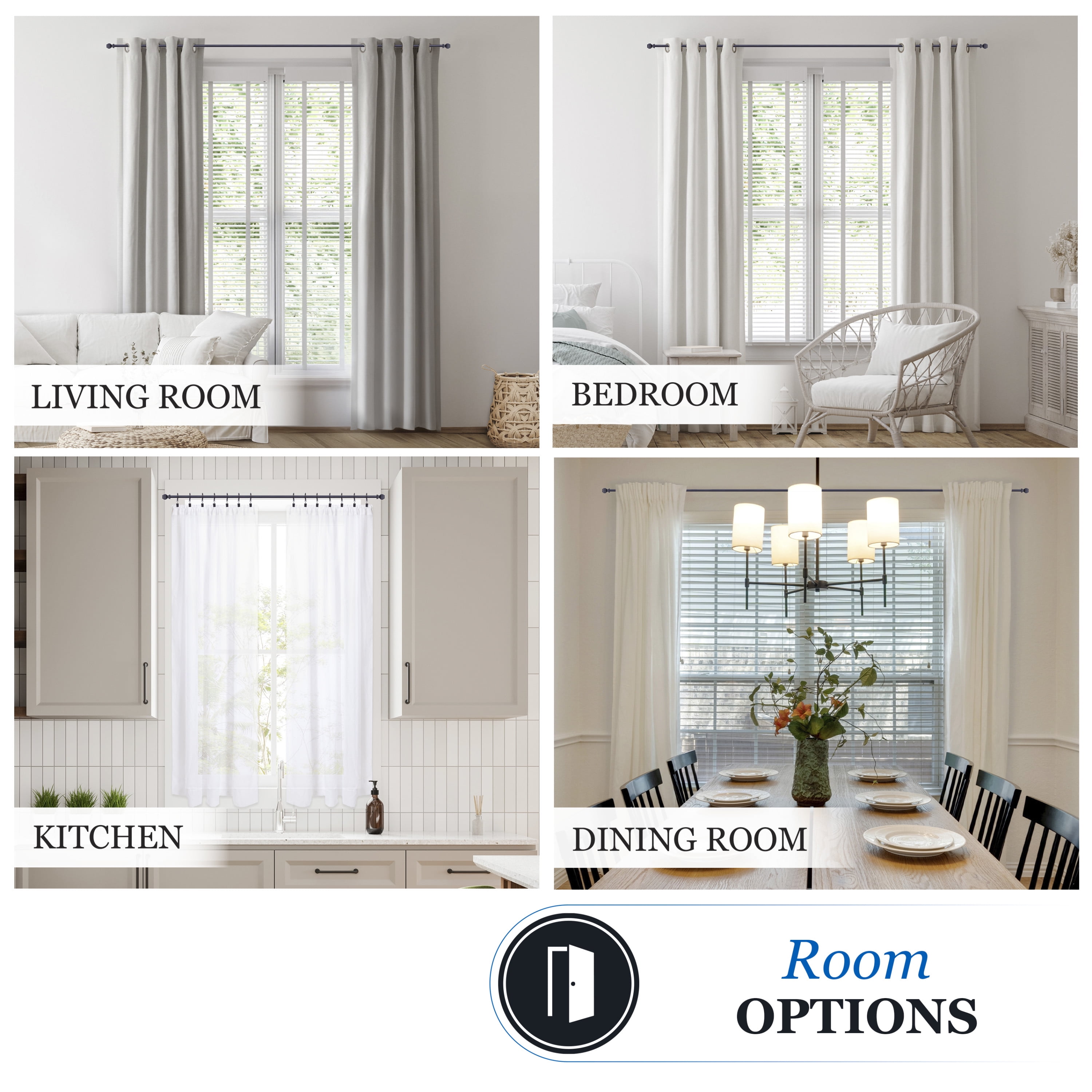 Mainstays 48-84 in. Devon Adjustable Petite Cafe Curtain Rod, 1/2 in. Diameter