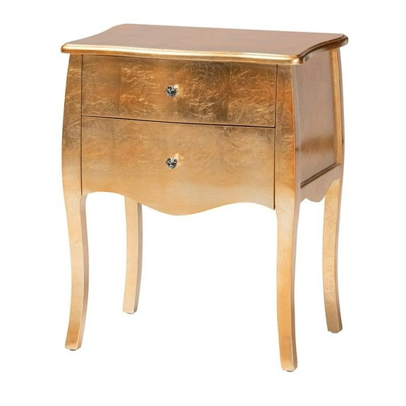 Bowery Hill Contemporary Gold Finished Wood 2-Drawer End Table