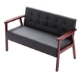 thumbnail image 6 of BSHTI Modern Loveseat Couch – 2 Seater Sofa with Solid Wood Frame PU Back, Non-Slip Rubber Pads, Classic Style for Living Room, Bedroom, Office, Study, Black, 6 of 10