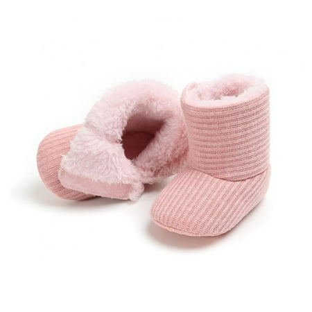 

Winter Infant Knitted Snow Boots Baby Boy Girl Shoes Soft Sole Solid First Walker Toddler Plush Lined Prewalker Newborn Fleece Boots 0-18M