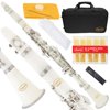 Lazarro 150-WH B-Flat Bb Clarinet White-Silver Keys with Case, 11 Reeds, Care Kit and Many Extras