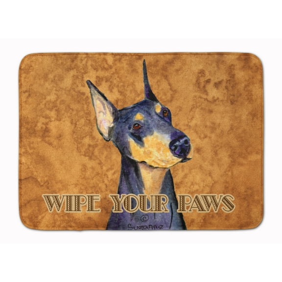 Carolines Treasures SS4891RUG Black and Tan Doberman Wipe your Paws Machine Washable Memory Foam Mat 19 X 27" multicolor