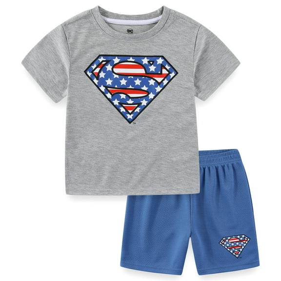 DC Comics Superman Short Sleeve T-Shirt and Active Mesh Shorts Set (Boys), 2 Piece Set, Sizes 4-10