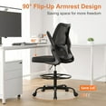thumbnail image 5 of Tall Office Chair for Standing Desks,High Desk Drafting Chair with Adjustable Footrest Ring,Ergonomic Lumbar Support,Flip-Up Armrests for Home Office,Black, 5 of 6