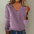 thumbnail image 4 of Clearance! Yajing Women's Pullover Sweaters Loose Ladies Sweater Spring and Autumn One Word Shoulder Exposed Shoulder Hood Jacket Sweater Pullover Sweaters for Women Purple S, 4 of 4