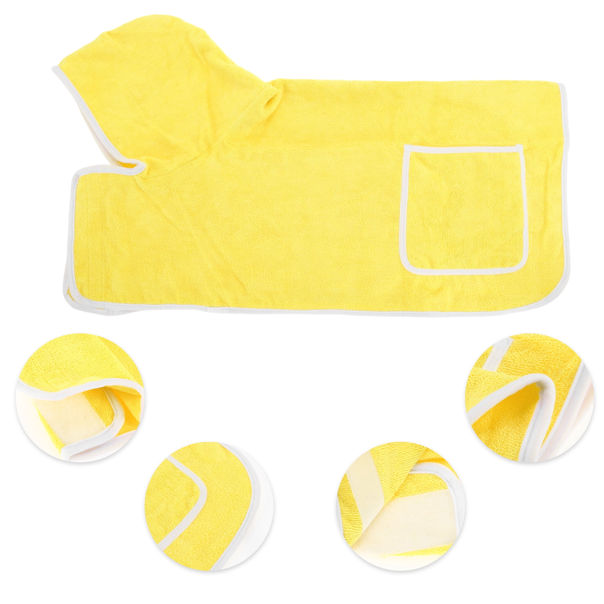 Unique Bargains Hooded Dog Bathrobe Soft Pet Towel Dog Towel Absorbent Coat XL Yellow