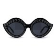 thumbnail image 1 of Heavy Oversize Rhinestone Leaf Shape Mod Sparkling Sunglasses Black Gunmetal, 1 of 4