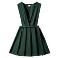 thumbnail image 4 of CAICJ98 Girls School Uniforms Pleated Twill Jumper with Double Buckle Sleeveless Uniform Dresses for Girls (4-5 Years,Dark Green), 4 of 9