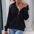 thumbnail image 4 of Fesfesfes Women Sweater Stand-up Collar Long Sleeve Zipper Solid Color Sweater Tee Tops Clearance, 4 of 5