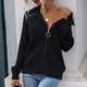 thumbnail image 4 of Mujeres moda cuello alto manga larga cremallera color sólido suéter camisetas Fridja  hjk2773, 4 of 5