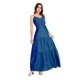 thumbnail image 1 of Mujer Verano Bohemio Floral Casual Wrap Cuello en V Ruffle Cap Cinturón sin mangas A-line Dobladillo plisado Swing Midi Sun Dress, Azul, S Feliz Sencillez, 1 of 4