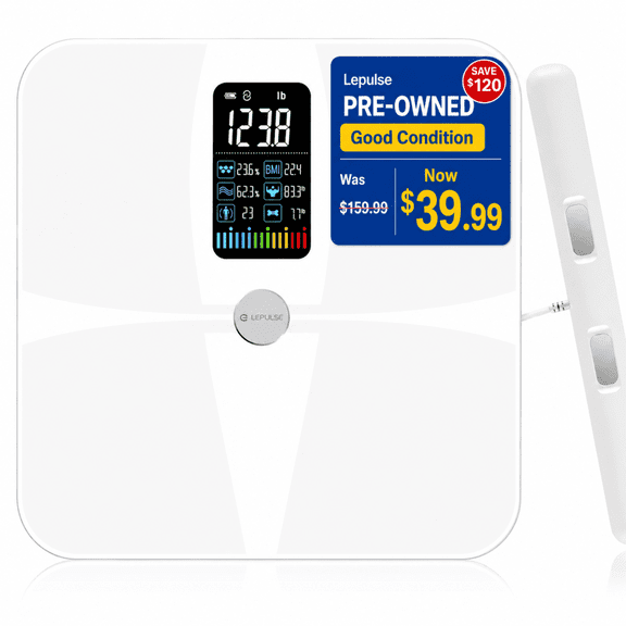 Open Box Lepulse 8-Electrode Smart Body Composition Scale, Dual-Frequency BMI & Fat Analyzer, White