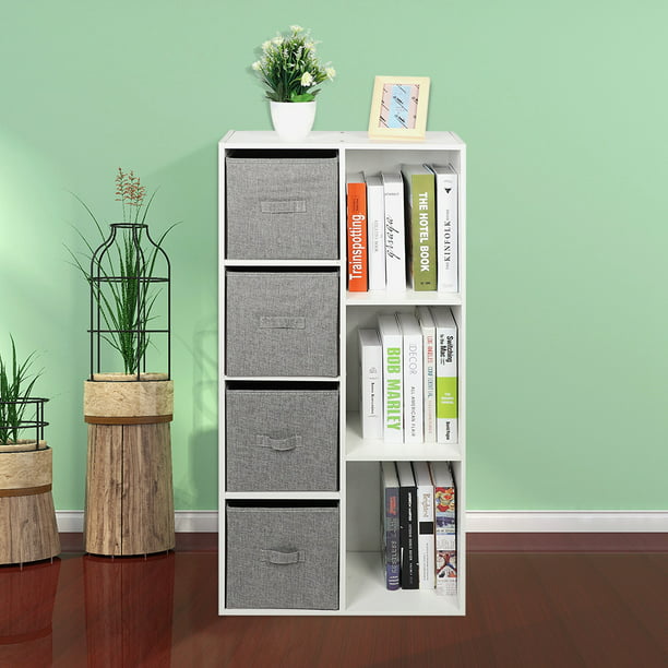 Cube Bookcase Bookshelf With 7 Cubby, Cube Bookcase With Bins