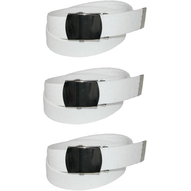 CTM Cotton Adjustable Belt with Nickel Finish Buckle (Pack of 3)