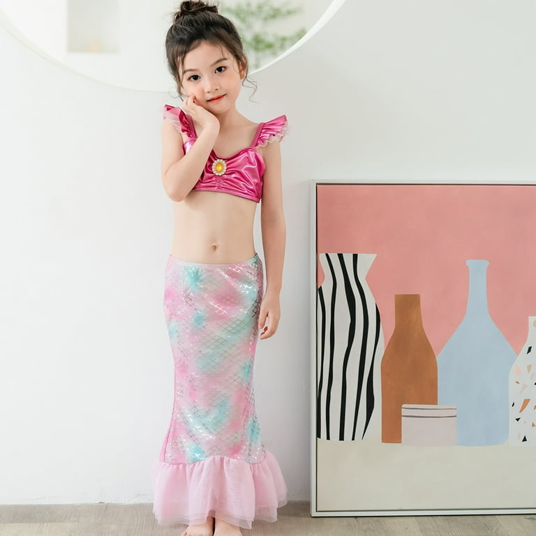 Kids Girls Mermaid Swimsuits Princess Swimming Costume Outfit Dress Halloween Cosplay Party Costume Child Bikini