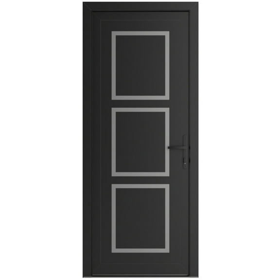 Front Exterior Prehung Metal-Plastic Door Frosted Glass | Manux 8661 Matte Black | Office Commercial and Residential Doors Entrance Patio Garage W36x80 Left-hand