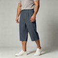 thumbnail image 2 of Yuhangmm Men Spring Summer Outdoor Casual Straight Leg Flowy Wide Solid Cropped Pants Grey XL, 2 of 5