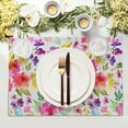 thumbnail image 3 of Spring Summer Placemats Set of 4 Washable Non-Slip Heat Resistant 12×18 Inch Spring Floral Watercolor Multicolor Thick Place Mats Decorative Linen Fabric Table Mat for Dining Table Kitchen Home Decor, 3 of 6