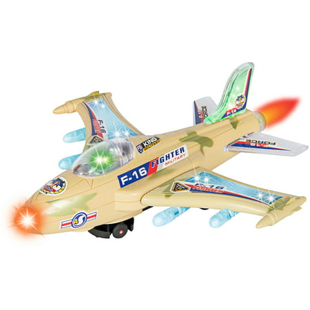Best Choice Products Kids Toy F-16 Figher Jet Airplane, Flashing Lights and Sound, Bump and Go (Best Toys For Yorkies)