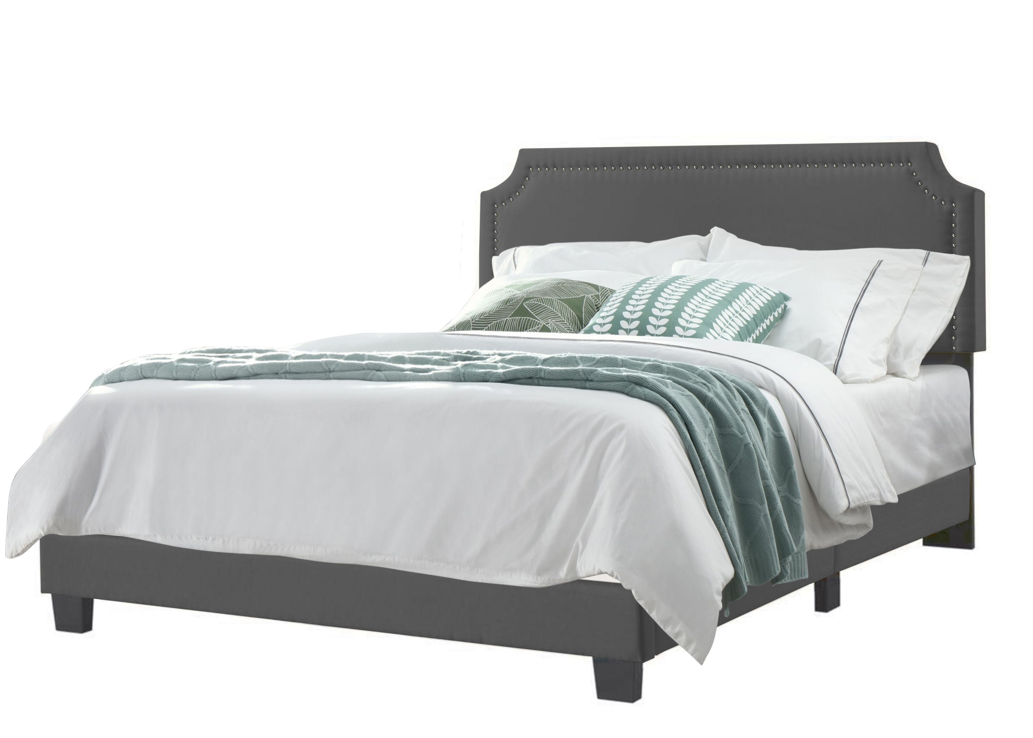 Regal Upholstered Bed With Nail Trim, Atlanta King Size Bed With Led Headboard