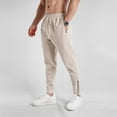 thumbnail image 2 of Hwmodou Men Leisure Pants Summer Fall Cotton Long Underwear Slim Zipper Ankle-Tied Leisure Sports Outdoor Casual Pants Walking Lounging Bottoms, 2 of 7