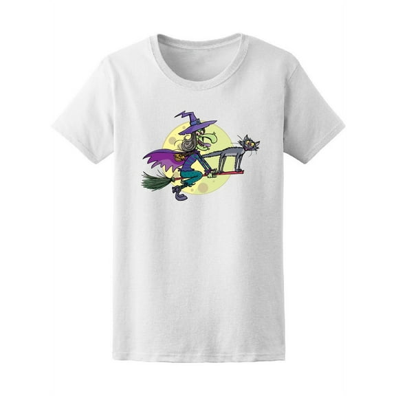 Witch Flying On A Broomstick T-Shirt Women -Image by Shutterstock, Female Large