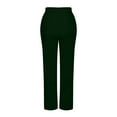 thumbnail image 5 of OGLCCG Womens Straight Leg Yoga Pants Elastic High Waist Wide Leg Work Dress Pants with Pockets Solid Color Casual Stretch Lounge Trousers,L,Army Green, 5 of 7