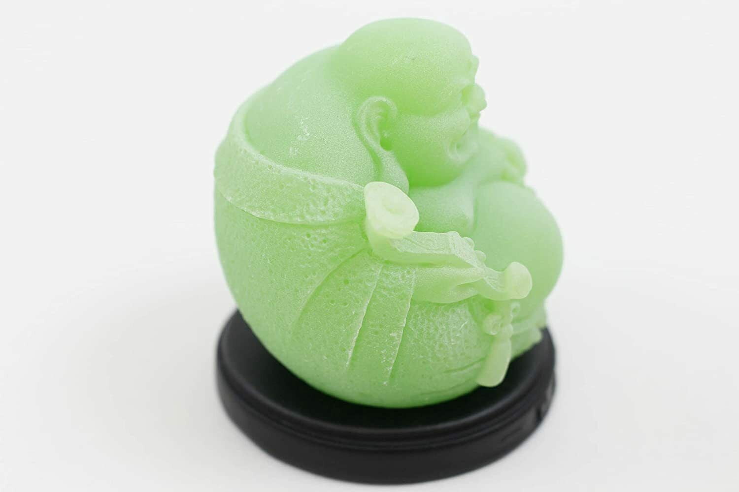 Peaceful Buddha Ivory Green Feng Shui Harmony Shelf Display 2.75", Glow in Dark KT00265