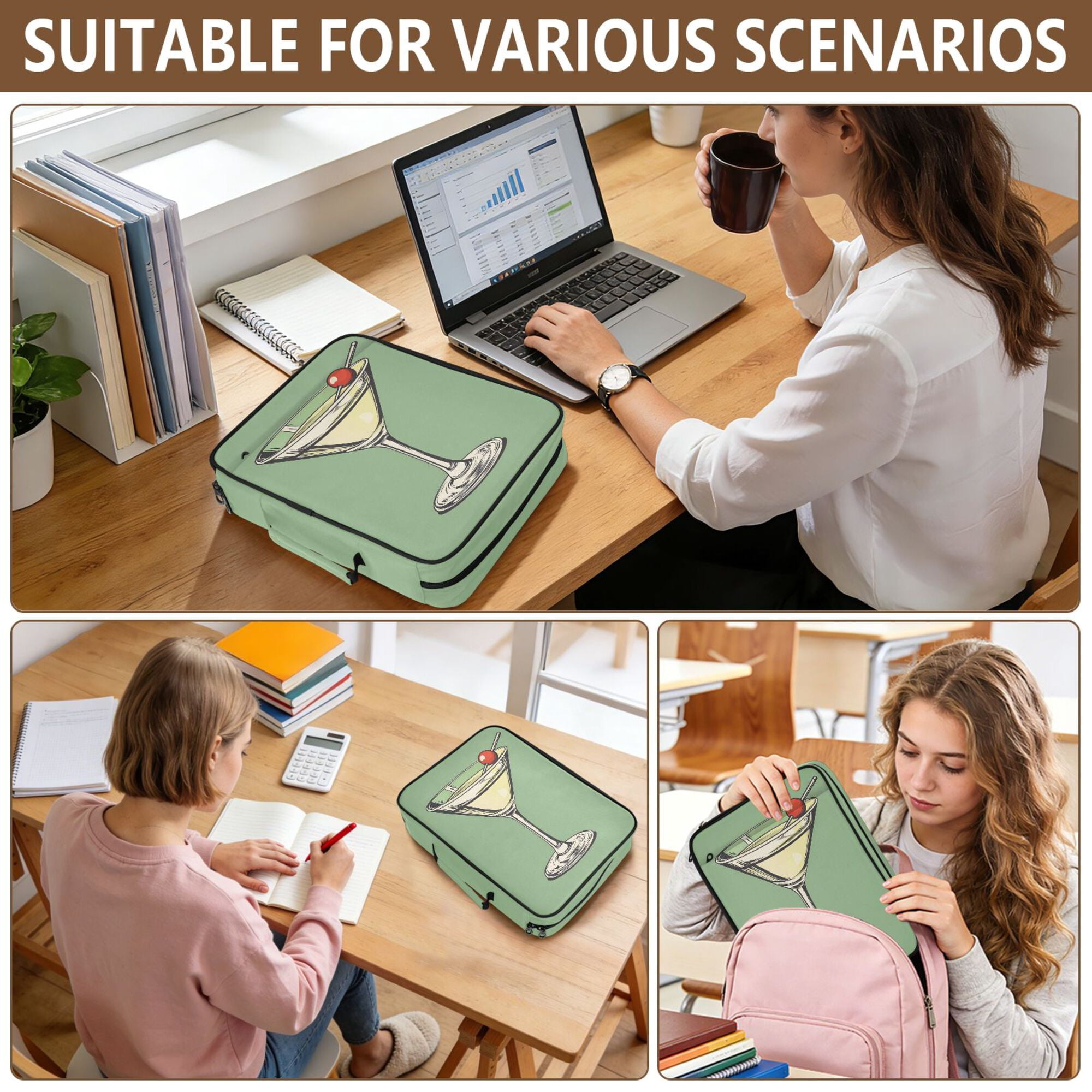FORMRS Accordion File Folder A4 Size 7-Pocket Expanding Document Organizer Bag with 3 Ring Binder, Lemon Juice