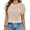 B-Beige, variant on UVN Blouses for Women Summer Short Sleeve Crewneck Dressy Shirts Casual Waffle Knit Hollow Out Tunic Tops
