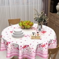thumbnail image 5 of Valentine Round Tablecloth 60 Inch Pink Love Heart Floral Plants Circle Table Cloth Seasonal Holiday Valentine''s Day Table Cover for Party Kitchen Dinner Home Decor, 5 of 7