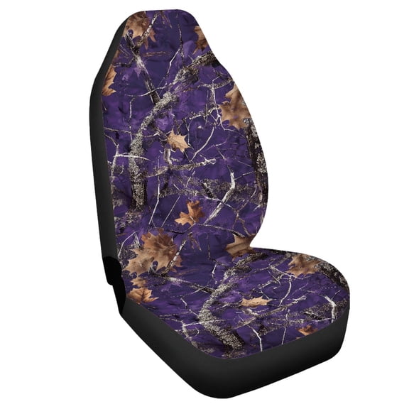 chaqlin Front Car Seat Cover Damage Resistant Polyester, Compatible with Pickup Interior, Fit for Automobile Cars, Purple Leaf Gold