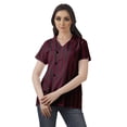 thumbnail image 2 of Moomaya Chemise Tunique Style Portefeuille pour Femmes en Coton Décontractée à Boutons Col Classique Haut, 2 of 6