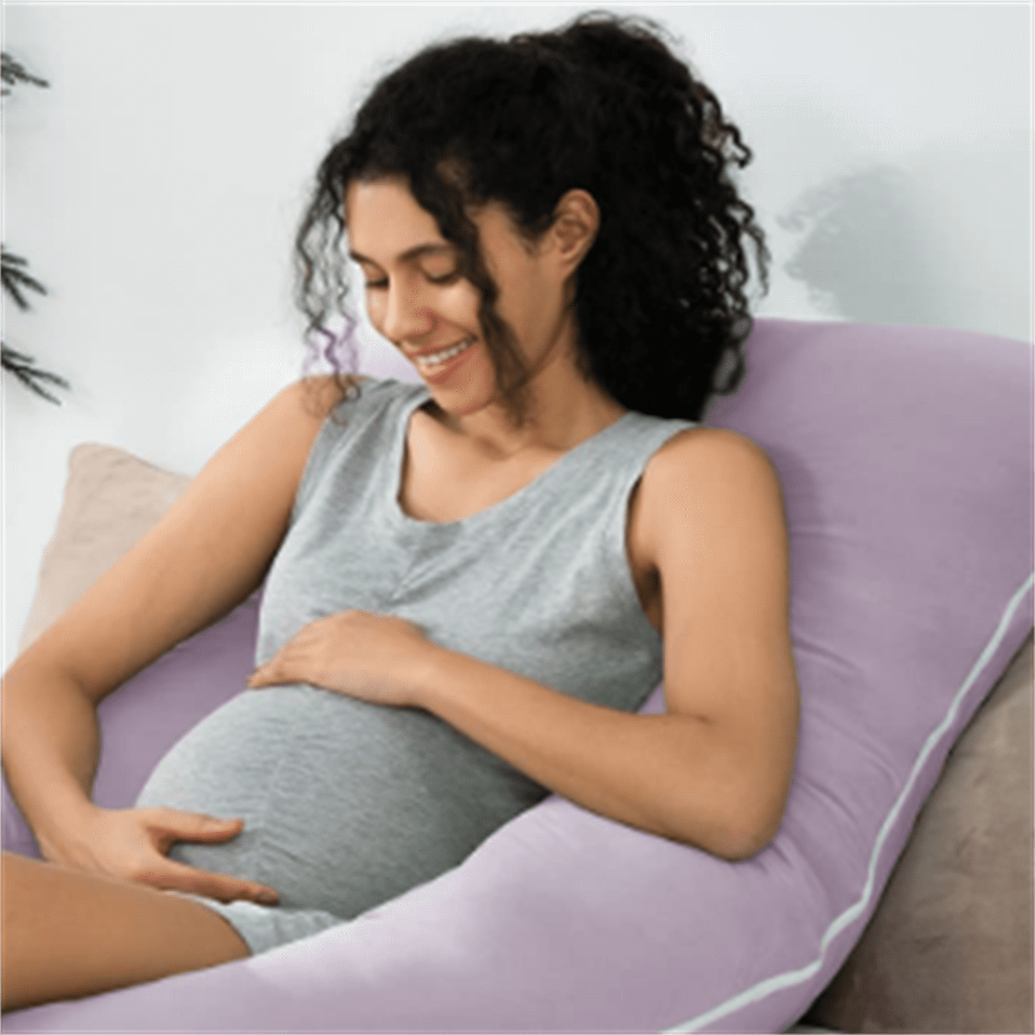 Cooling Pregnancy Pillows, U Shaped Full Body Maternity Pillow for Pregnant Support, Rayon Derived from Bamboo, Buttery Soft, Super Breathable for Hot Sleeper, Purple
