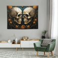 thumbnail image 2 of JRXY  Skull Floral Tapestry Flowers Skeleton Tapestries Moon Tapestry Plants and Leaves Tapestry Black Background Tapestry Wall Hanging for Room, Bedroom 40x30in, 2 of 7