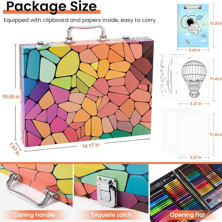 Art Supplies Kit 180 Pieces With Clipboard And Papers photo 6