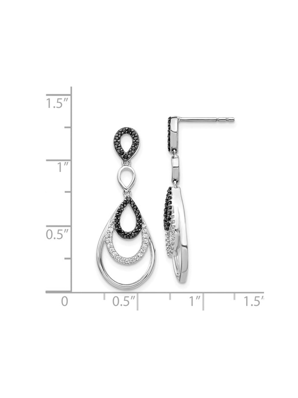 2/5 Carat (Ctw) Black & White Diamond Drop Earrings in 14K White Gold for Women