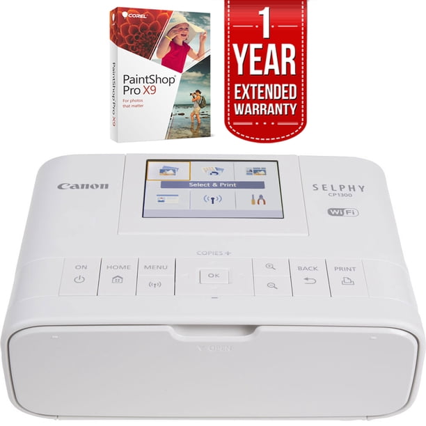 Canon SELPHY CP1300 Wireless Compact Photo Printer with AirPrint White (2235C001) with Corel